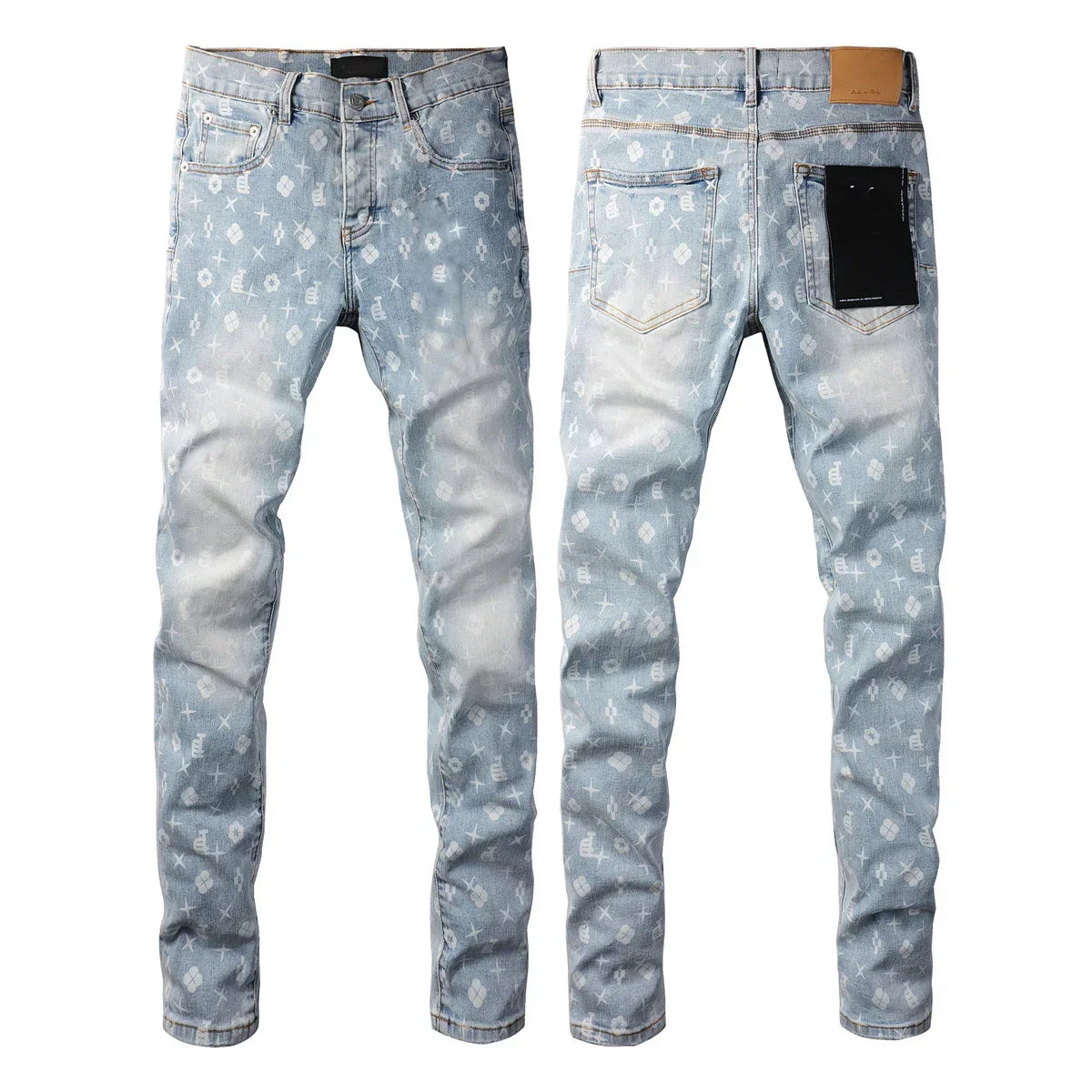 2025 American Jean Print Pants 9089 Style High Waist Loose Fit Straight Leg Blue Jeans Women's Fashion Casual Trousers